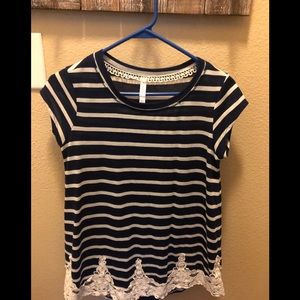 Blue and white striped shirt